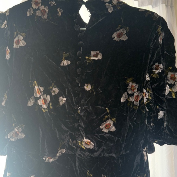 Floral Black Velvet Dress - Picture 5 of 6